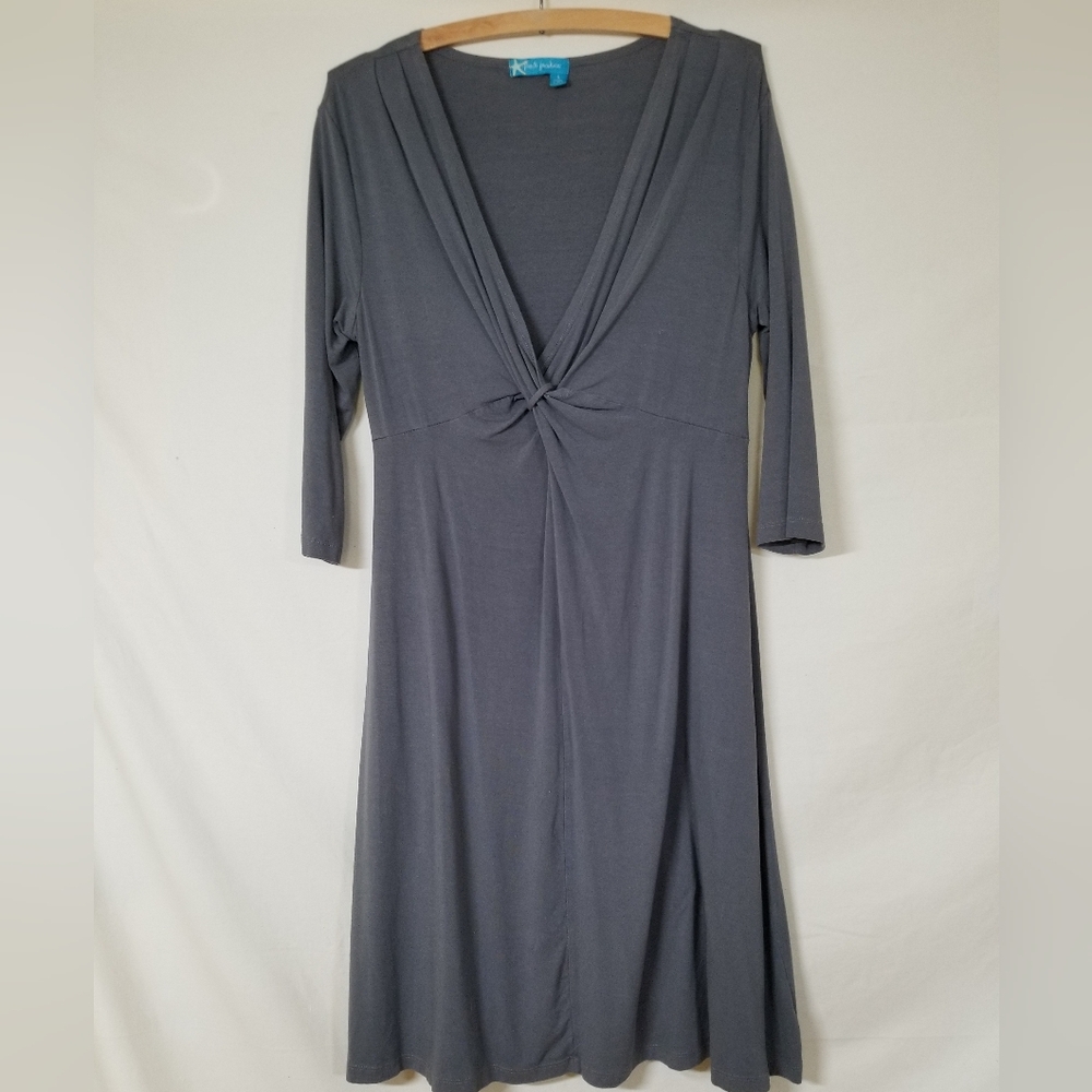 Knit Dress with croas bodice in Gray
